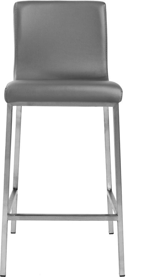 Euro Style Barstools - Scott Counter Stool in Gray and Brushed Stainless Steel - Set of 2