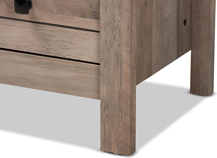 Wholesale Interiors Chest of Drawers - Derek Modern and Contemporary Transitional Rustic Oak Finished Wood 5-Drawer Chest
