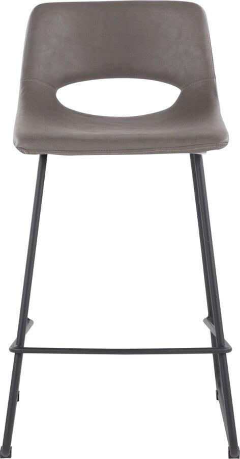 Lumisource Barstools - Robbi Counter Stool In Black Steel & Grey Faux Leather (Set of 2)