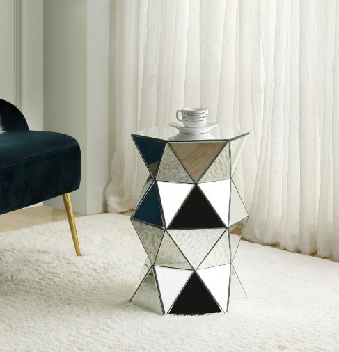 ACME Side & End Tables - ACME Meria Pedestal, Mirrored