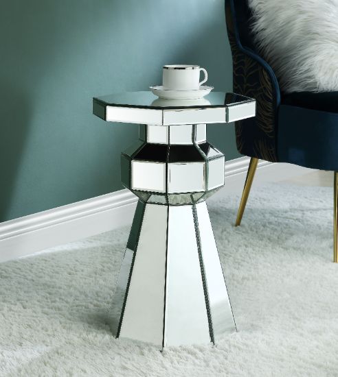 ACME Side & End Tables - ACME Meria Pedestal, Mirrored