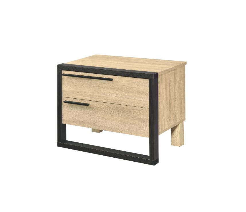 ACME Side & End Tables - ACME Erasto Accent Table, Oak & Black Finish