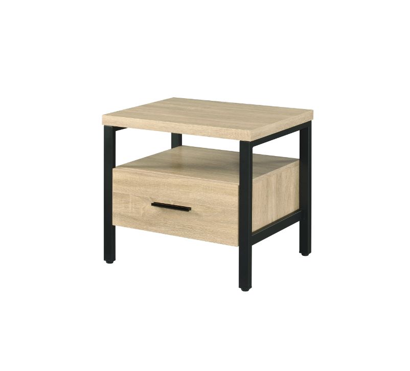 ACME Side & End Tables - ACME Yawan Accent Table, Oak & Black Finish