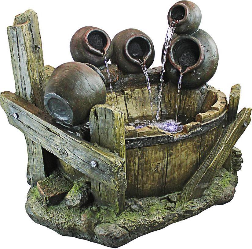 Urns And Barrel Waterfall Fountain
