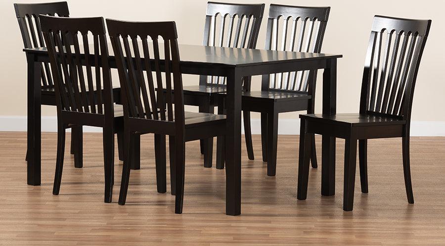 Wholesale Interiors Dining Sets - Erion Dark Brown Finished Wood 7-Piece Dining Set