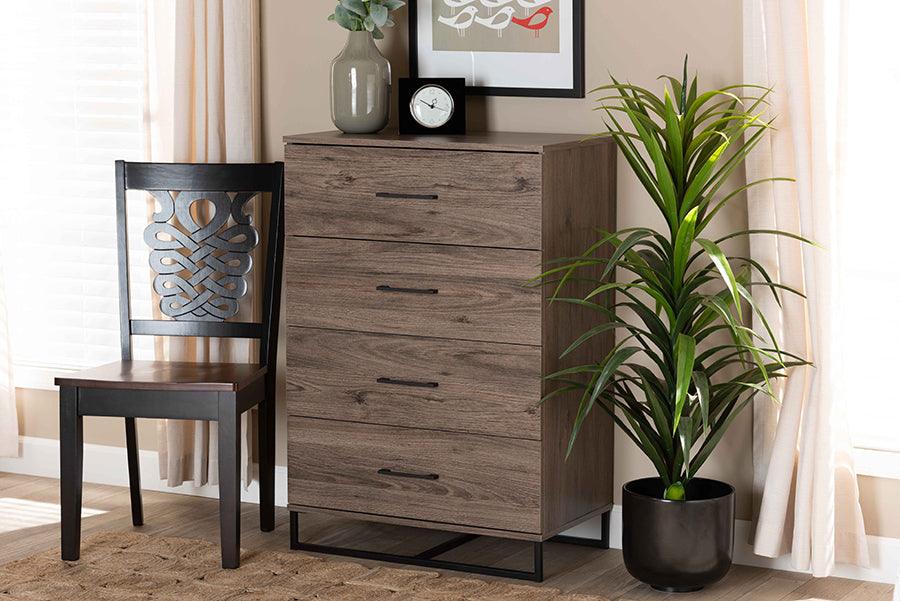 Wholesale Interiors Chest of Drawers - Daxton Modern and Contemporary Rustic Oak Finished Wood 4-Drawer Storage Chest