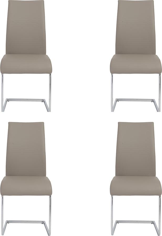 Euro Style Dining Chairs - Epifania Dining Chair in Taupe with Chrome Legs - Set of 4