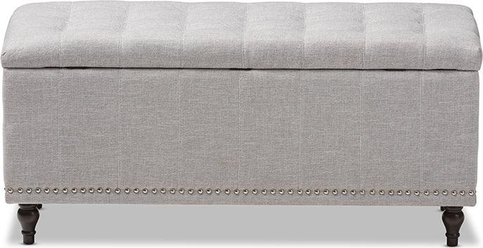 Wholesale Interiors Benches - Kaylee Modern Classic Grayish Beige Fabric Upholstered Button-Tufting Storage Ottoman Bench