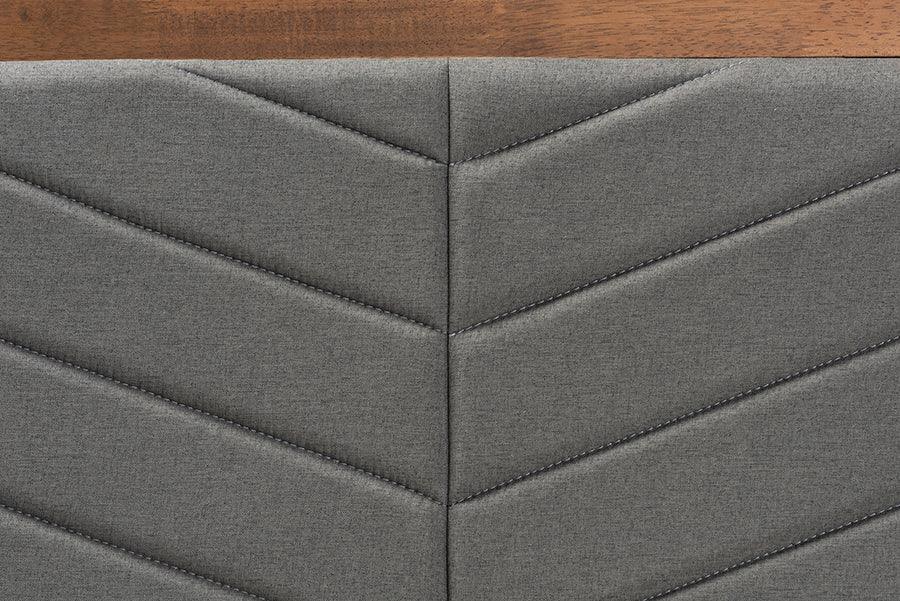 Wholesale Interiors Headboards - Iden Dark Grey Fabric Upholstered and Walnut Brown Finished Wood Twin Size Headboard