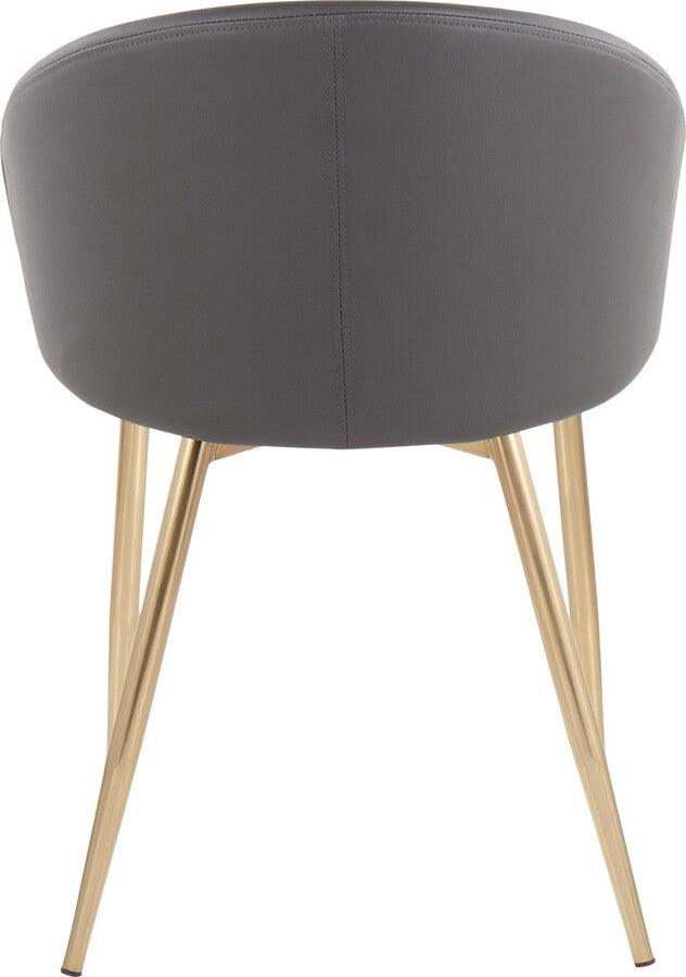 Lumisource Accent Chairs - Claire Contemporary/Glam Chair In Gold Metal & Grey Faux Leather (Set of 2)