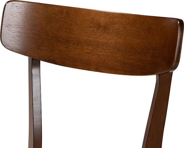Wholesale Interiors Dining Sets - Rika Light Grey Fabric Upholstered and Walnut Brown Finished Wood 5-Piece Dining Set