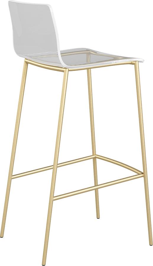 Euro Style Barstools - Cilla Bar Stool in Clear with Matte Brushed Gold Legs - Set of 2