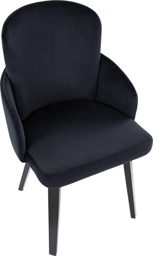 Lumisource Dining Chairs - Dahlia Contemporary Dining Chair In Black Wood & Black Velvet With Gold Accent (Set of 2)