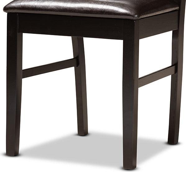 Wholesale Interiors Dining Sets - Nada Dark Brown Faux Leather Upholstered and Dark Brown Finished Wood 5-Piece Dining Set