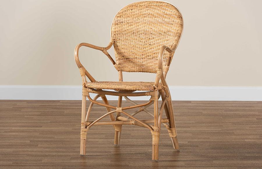 Wholesale Interiors Dining Chairs - Genna Modern Bohemian Natural Brown Finished Rattan Dining Chair