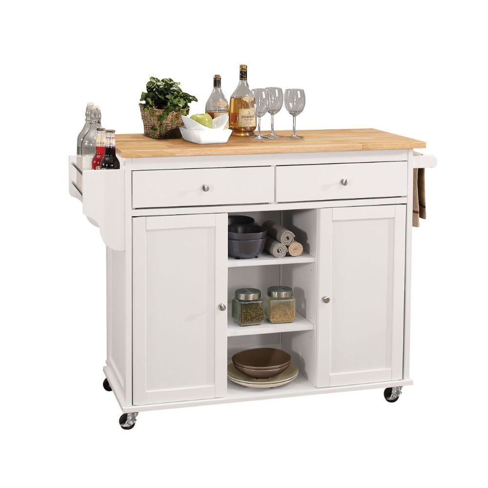 ACME Kitchen & Bar Carts - ACME Tullarick Kitchen Cart, Natural & White