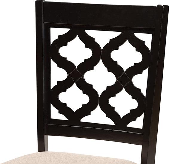 Wholesale Interiors Dining Sets - Ramiro Sand Fabric Upholstered and Dark Brown Finished Wood 7-Piece Dining Set