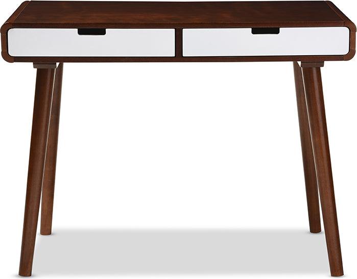Wholesale Interiors Desks - Casarano Mid-century Modern Walnut and White Two-tone 2-drawer Wood Writing Desk