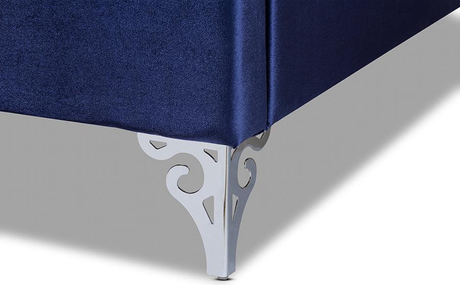 Wholesale Interiors Beds - Hanne Queen Bed Navy Blue