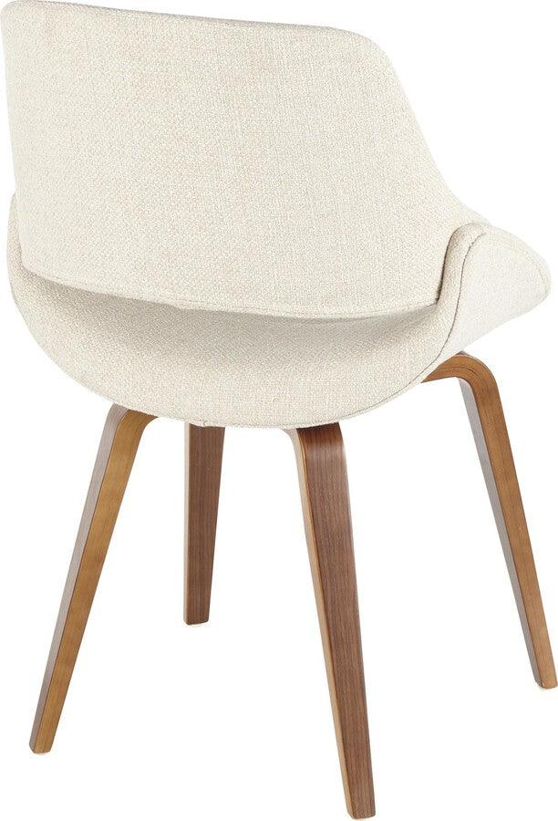 Lumisource Dining Chairs - Fabrico Mid-Century Modern Dining/Accent Chair in Walnut & Cream Noise Fabric - Set of 2