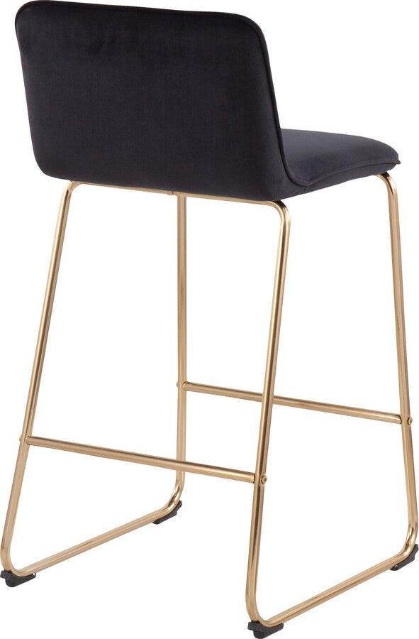 Lumisource Barstools - Casper Fixed-Height Contemporary Counter Stool in Gold Metal and Black Velvet - Set of 2