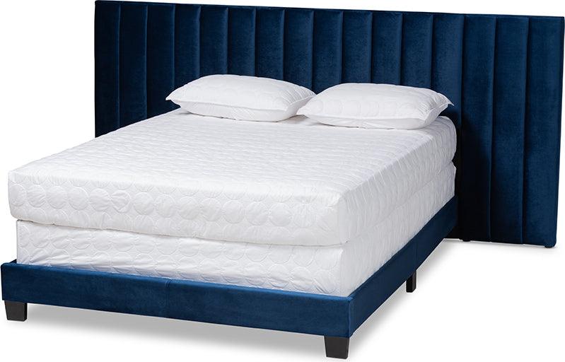 Wholesale Interiors Beds - Fiorenza Queen Bed Navy Blue & Black