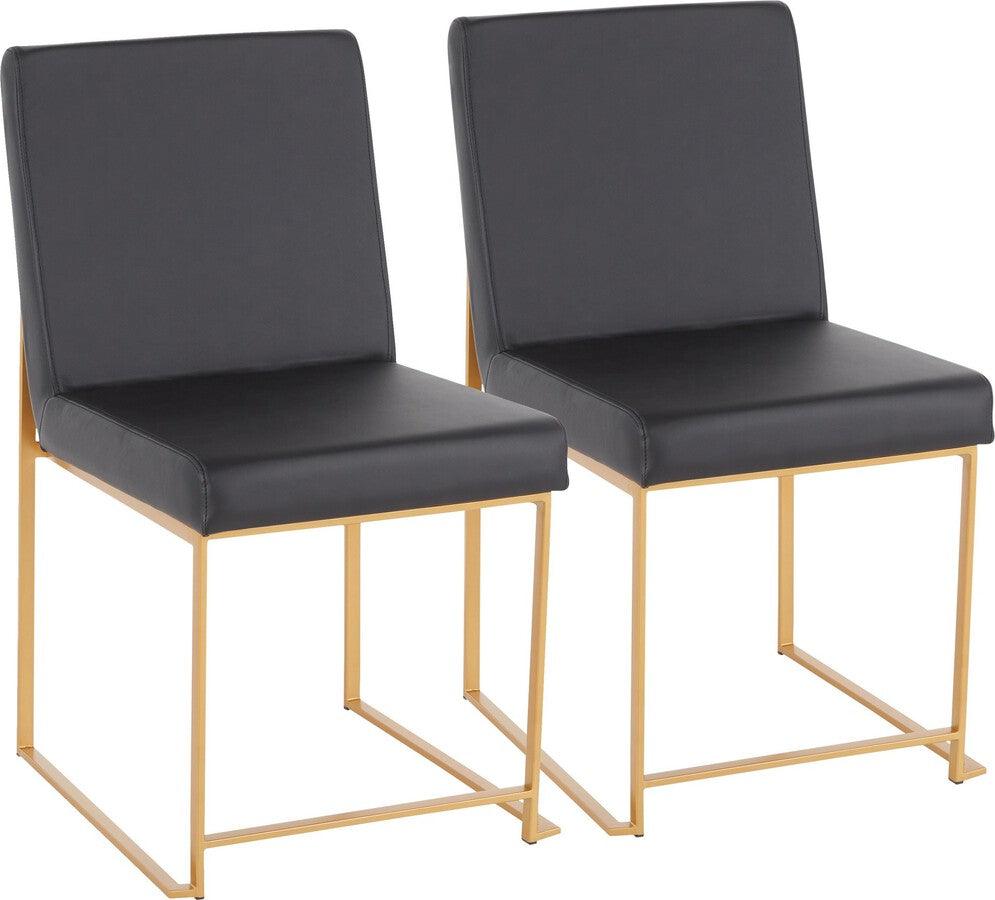 Lumisource Dining Chairs - High Back Fuji Contemporary Dining Chair In Gold & Black Faux Leather (Set of 2)