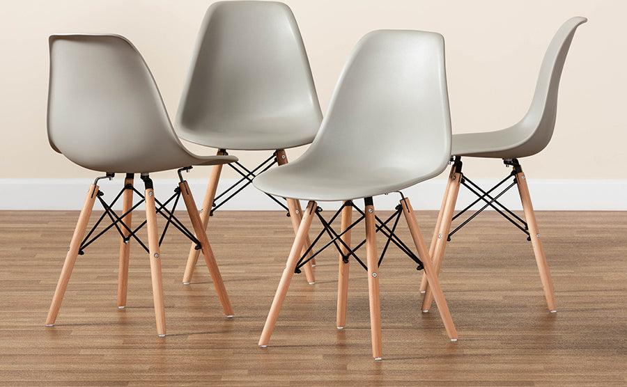 Wholesale Interiors Dining Chairs - Jaspen Beige Finished Polypropylene Plastic and Oak Brown Finished Wood 4-Piece Dining Chair Set