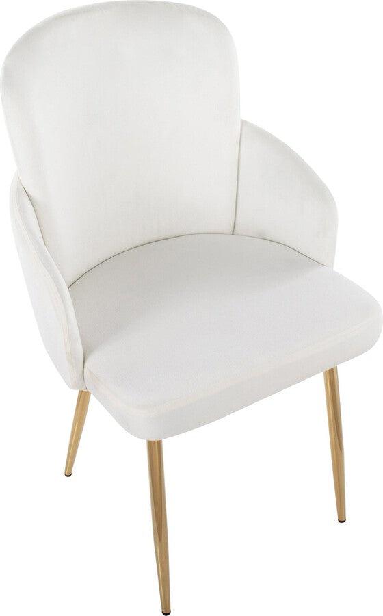 Lumisource Dining Chairs - Dahlia Contemporary Dining Chair In Gold Metal & Cream Velvet With Gold Accent (Set of 2)