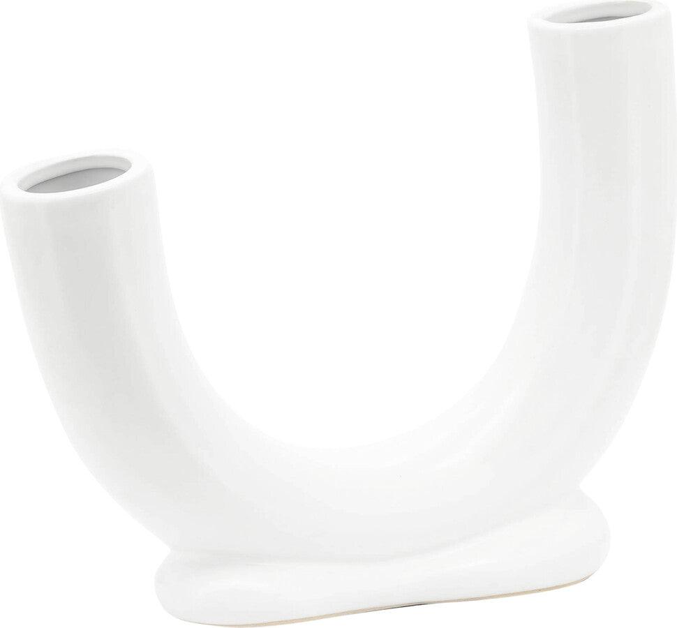 Sagebrook Home Vases - Ceramic 8"H U-Shaped Vase W/ Base White