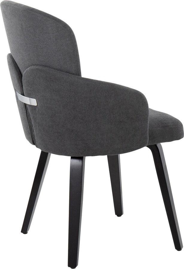 Lumisource Dining Chairs - Dahlia Contemporary Dining Chair In Black Wood & Grey Fabric With Chrome Accent (Set of 2)