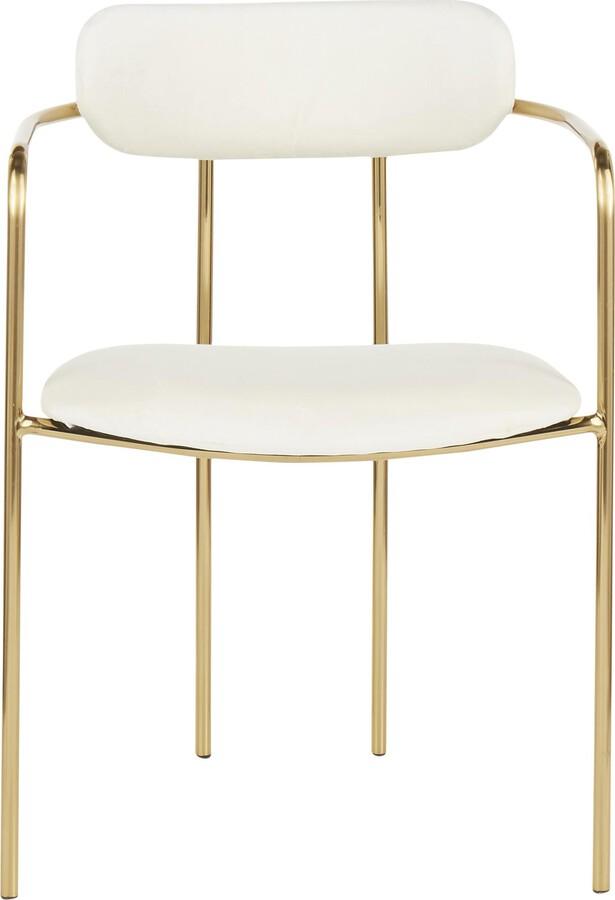 Lumisource Dining Chairs - Demi Contemporary Chair in Gold Metal & Cream Velvet - Set of 2