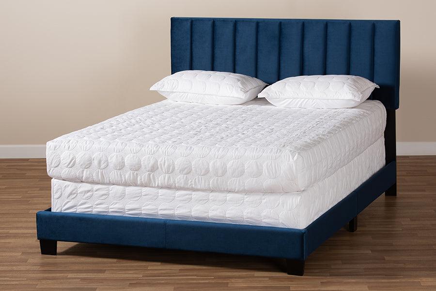 Wholesale Interiors Beds - Clare Full Bed Navy Blue & Black