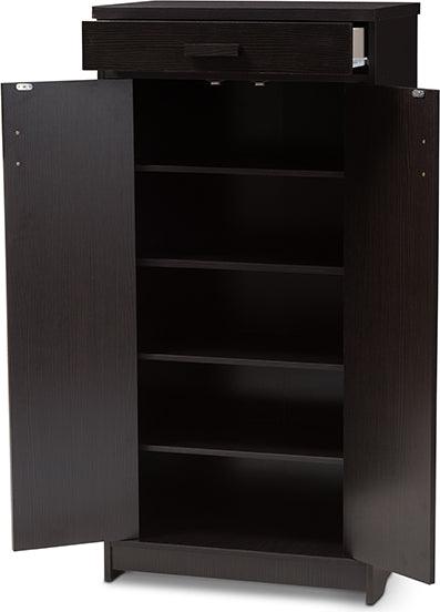 Wholesale Interiors Shoe Storage - Bienna Modern And Contemporary Wenge Brown Finished Shoe Cabinet