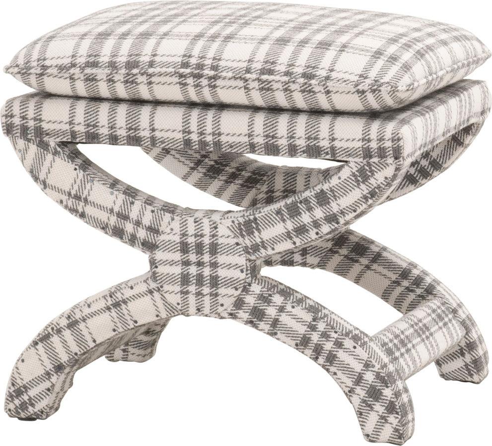 Essentials For Living Ottomans & Stools - Gaston Ottoman Tartan Charcoal