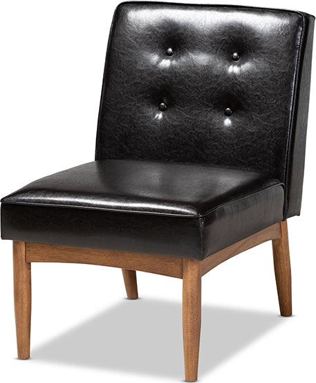 Wholesale Interiors Dining Chairs - Arvid Mid-Century Modern Dark Brown Faux Leather Upholstered Wood Dining Chair