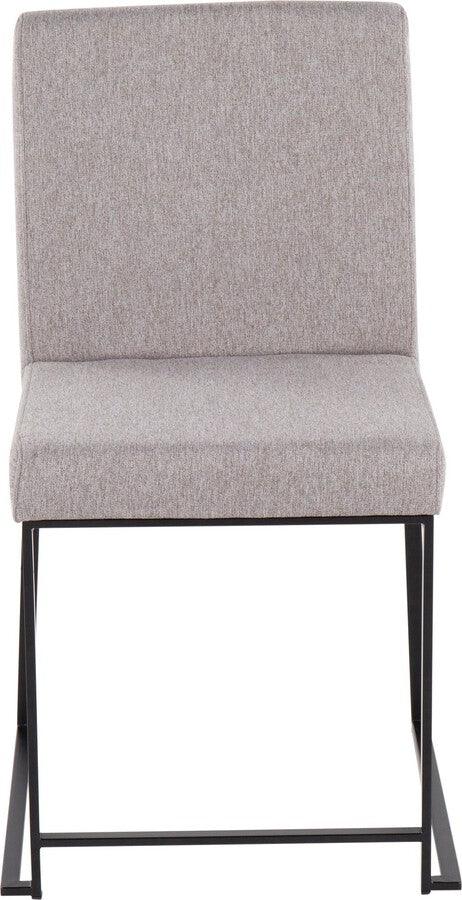 Lumisource Dining Chairs - High Back Fuji Contemporary Dining Chair In Black Steel & Light Grey Fabric (Set of 2)