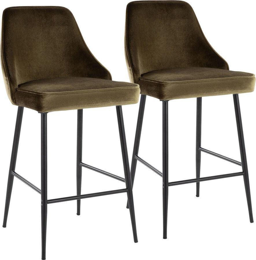 Lumisource Barstools - Marcel 25" Counter Stool In Black Metal & Green Velvet (Set of 2)