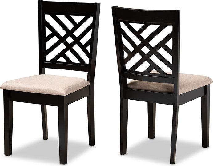 Wholesale Interiors Dining Chairs - Caron Sand Fabric Upholstered Espresso Brown Finished Wood 2-Piece Dining Chair Set Set