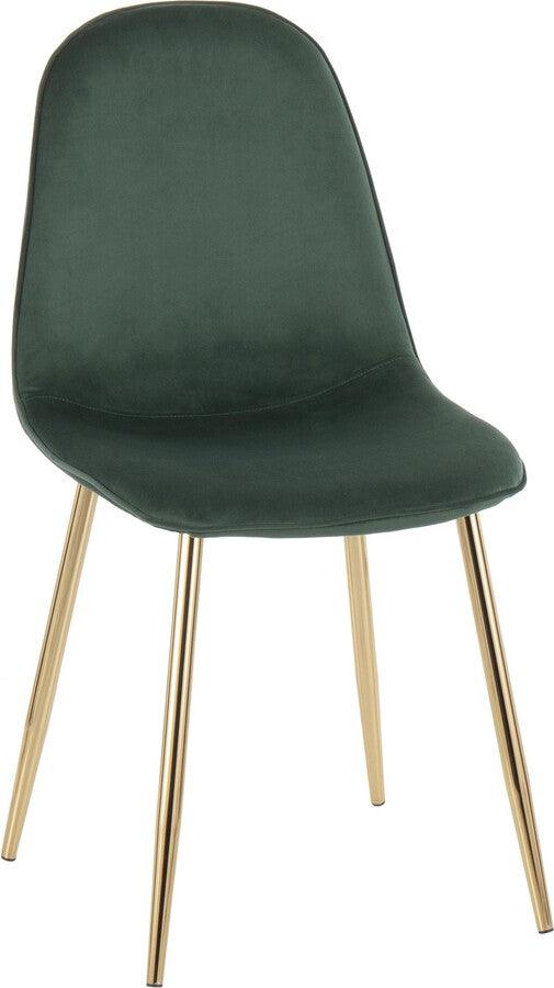 Lumisource Dining Chairs - Pebble Contemporary Chair in Gold Steel and Green Velvet - Set of 2