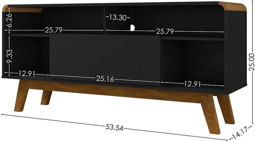 Manhattan Comfort TV & Media Units - Camberly 53.54 TV Stand in Matte Black and Cinnamon