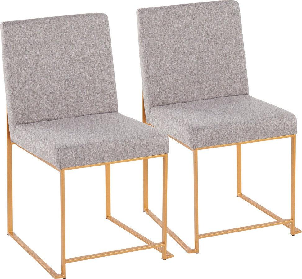 Lumisource Dining Chairs - High Back Fuji Contemporary Dining Chair In Gold & Light Grey Fabric (Set of 2)