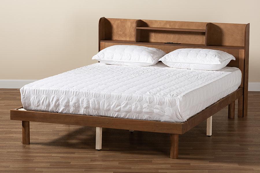 Wholesale Interiors Beds - Harper Mid-Century Modern Transitional Walnut Brown Finished Wood Full Size Platform Bed