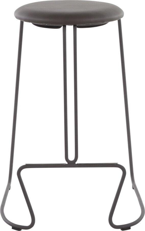 Lumisource Barstools - Finn Contemporary Counter Stool in Grey Steel and Grey Faux Leather - Set of 2