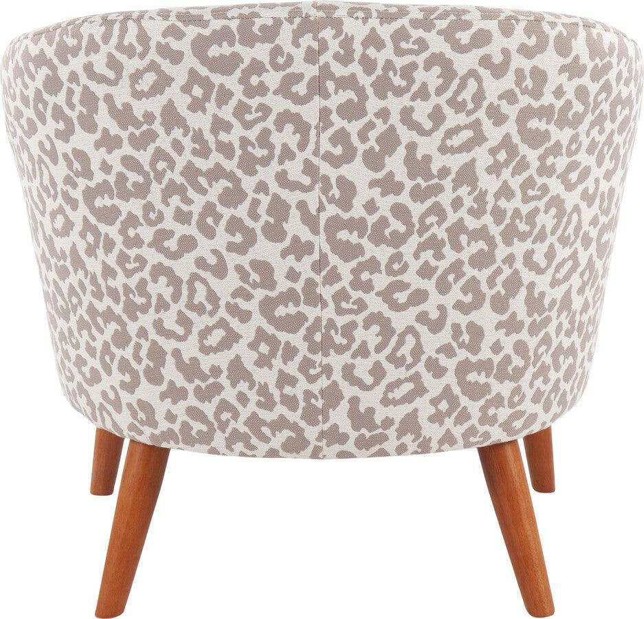 Lumisource Accent Chairs - Leopard Contemporary Tub Chair In Brown Wood & Beige Leopard Print Fabric