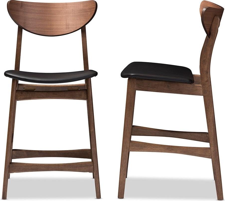 Wholesale Interiors Barstools - Latina Counter Stool Walnut & Black (Set of 2)