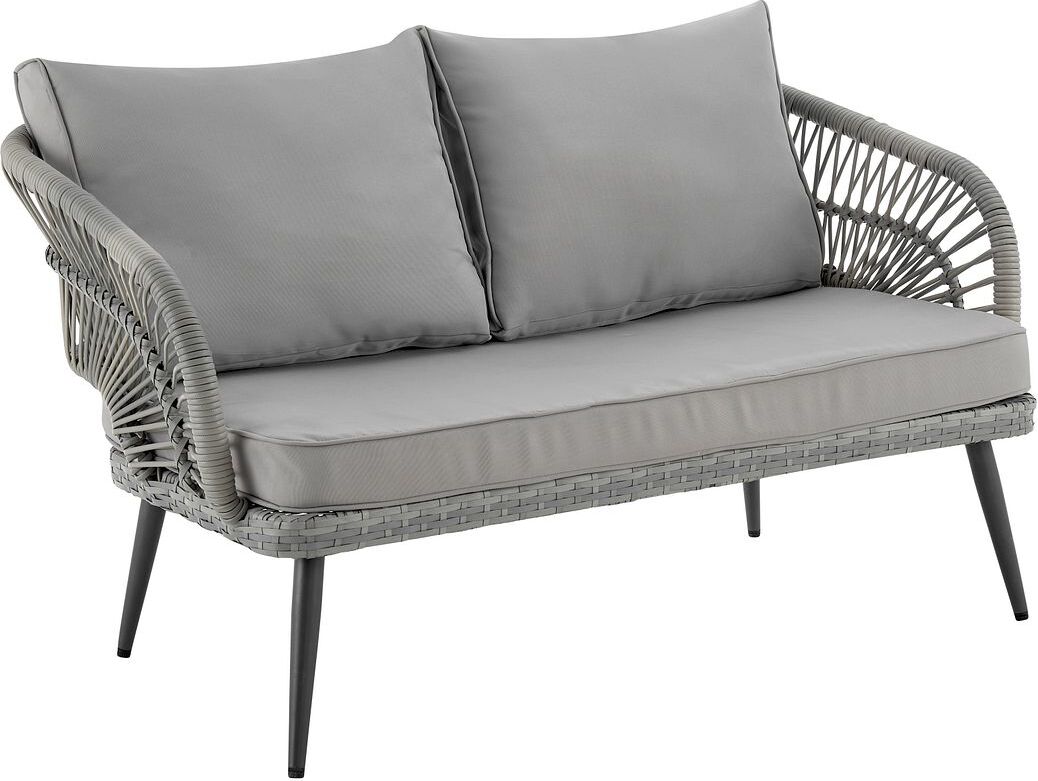 Manhattan Comfort Outdoor Conversation Sets - Riviera Patio 4- Person Conversation Set with Coffee Table with Cream Cushions