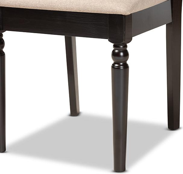 Wholesale Interiors Dining Sets - Ramiro Sand Fabric Upholstered and Dark Brown Finished Wood 7-Piece Dining Set