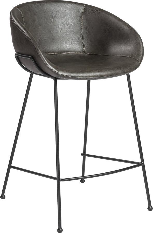 Euro Style Barstools - Zach-C Counter Stool with Dark Gray & Matte Black- Set of 2