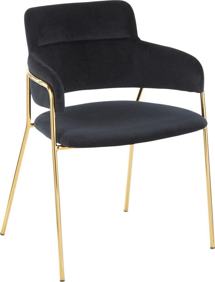 Lumisource Dining Chairs - Napoli Contemporary Chair in Gold Metal and Black Velvet - Set of 2